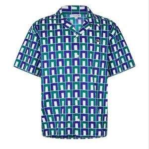 Lacoste Men's Relaxed Fit Short Sleeve Button-Front Printed Camp Shirt M ,L